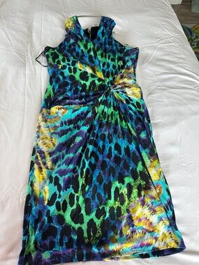 Cache Multicolor Animal Print Mini Dress — Blue, Green, Yellow, Purple, Black